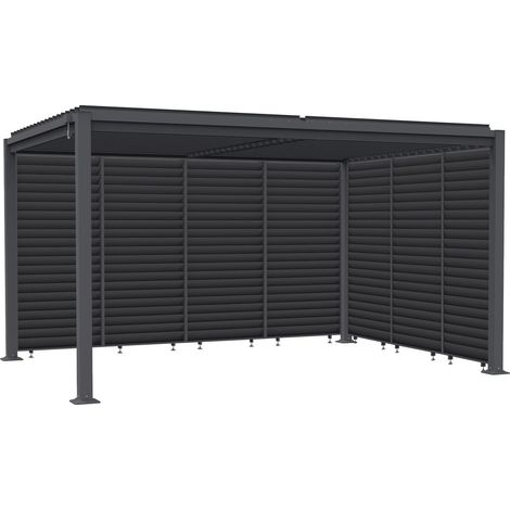 Pérgola bioclimática "Howard" con 7 lamas de acero galvanizado - 3 x 4 m - Gris (1/5)