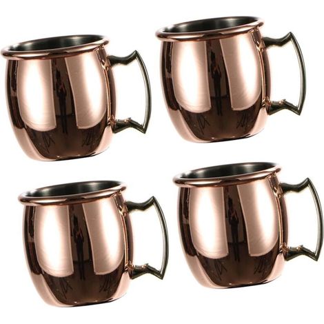 4x tasses en cuivre Moscow Mule, (lot de 4) tasses en cuivre massif, fabriquées à la main - 60 ml