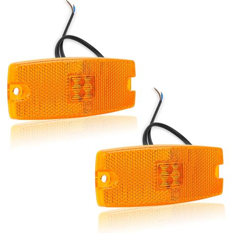 2 x Orange 12V 24V LED Marker Light Yellow Amber Marker Light with E Mark for Trucks, Trailers, Cars, Caravans, Vehicles, Tractors (1/5)