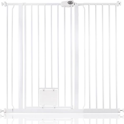 Bettacare Barrière Pour Chien Avec Trappe Verrouillable, 113,8cm - 121,4cm, Hauteur 104cm, Couleur Blanc