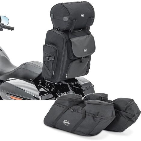 Set: Sissy Bar Sacoche arrière + Sacs d'interieur pour chopper / custombikes SP4