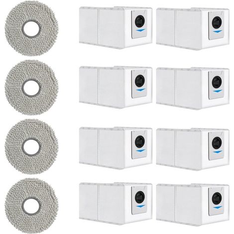 12 Pièces Kit d'accessoires pour Ecovacs DEEBOT T30 Pro Omni / T30 Max, 8 Sac d'Aspirateur 4 Chiffon Lavable, Ensemble d'accessoires pour Aspirateur Robot (1/4)