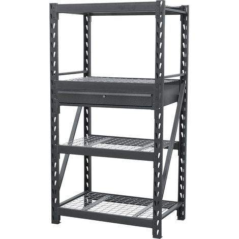 Sealey AP6372COMBO1 Heavy-Duty Racking Unit with 4 Mesh Shelves & Single Drawer 640kg Capacity Per Level