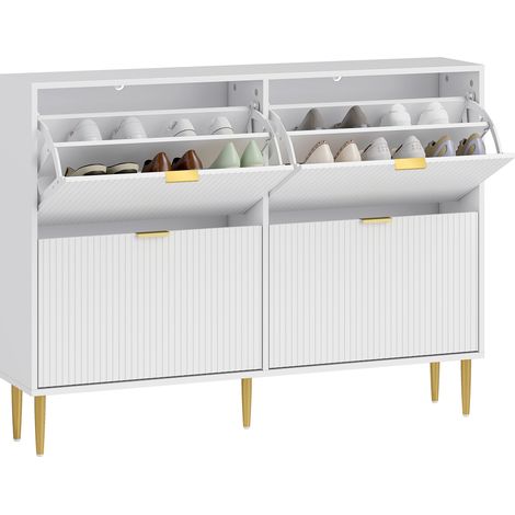 Scarpiera Slim con 4 Cassetti Ribaltabili per 20 Paia di Scarpe 105x24x91,5 cm Design Moderno in MDF Bianco (1/5)