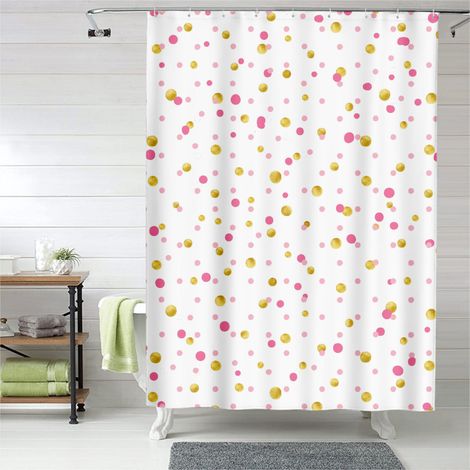 Rideau de douche motif flamant rose tropical, polyester imperméable,90x180 cm,Polyester,Rose (1/5)