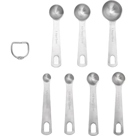 Ensemble de 7 cuillères doseuses en acier inoxydable, petites cuillères à café, outil de pâtisserie pour ingrédients secs ou liquides (1/5)