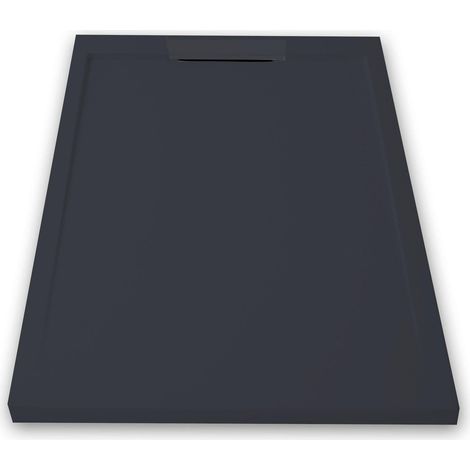 Mineralguss-Duschwanne extra flach LUX Schieferoptik anthrazit 70x120cm Auslaufschutz in Farbe