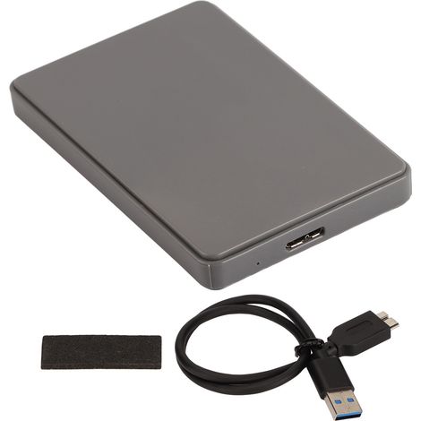 Boîtier externe pour disque dur SSD 2,5 pouces, adaptateur USB 3.0 SATA, coque grise pour disque mécanique ou SSD, boîtier mobile de disque dur (1/5)