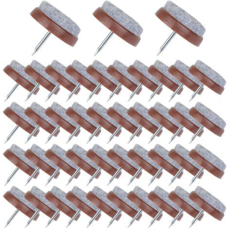 50 Pcs Patin Chaise a Clouer 24mm Tampon Chaise en Feutre pour Protéger Pieds des Meubles Marron (1/5)