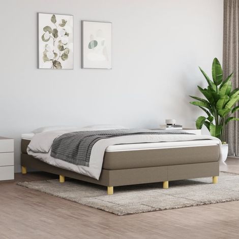 Lit Adulte - Lit à sommier tapissier avec matelas- Lit double - Meuble de Chambre à Coucher Taupe 140x190 cm Tissu CNIS9725961 (1/5)