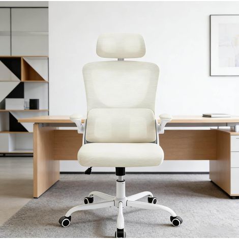 MEUBLIV Sedia da ufficio 62 x 116-123,5 x 69,5 cm beige – schienale alto girevole (1/5)