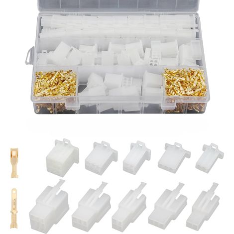 Kit de 580 connecteurs de fils, pas de 2,8 mm, 2, 3, 4, 6, 9 broches mâles et femelles à sertir pour moto, scooter, voiture, camion (1/4)