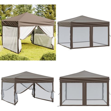 Tente de réception pliable avec parois Taupe 3x3 m - Tente De Réception - Abri Extérieur - Gazebo - Parasol - Chapiteau Pliables - Home & Living (1/5)