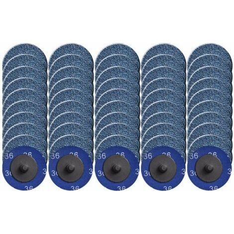 Pr 50 Pack 2" Quick Change Sanding Discs with Zirconium Oxide Coating for Surface Preparation (36 Grit) (1/5)