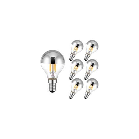 Die G45 Kopfspiegellampe ist eine LED-Filamentbirne, die 6er-Packung LED-Lampen mit E14-Fassung, die den klassischen Stil einer Edison-Glühbirne imitiert (6er-Packung). (1/5)