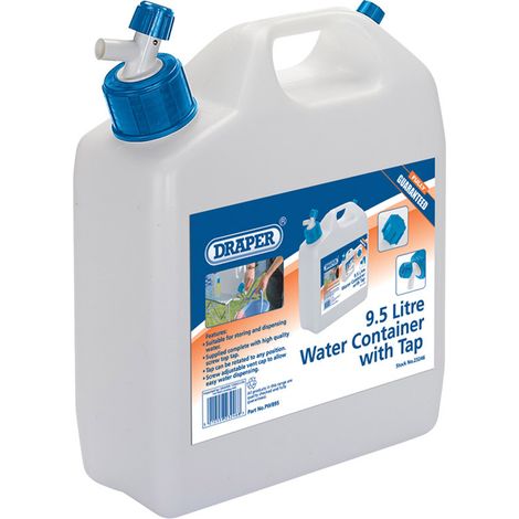 Draper 9.5 Litre Water Container with Tap - Durable Plastic Water Dispenser for Household and Outdoor Use (1/5)