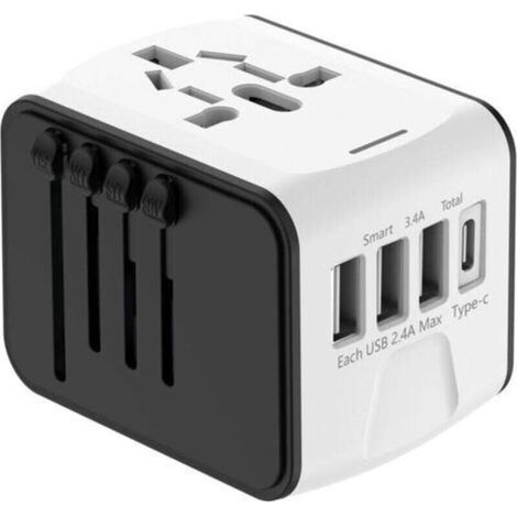 Universal 18W travel adapter, 3 USB ports + 1 Type-C port, standard plug.High quality enhances quality of life. (1/5)