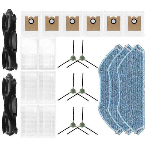 Pièces de rechange pour Lefant M2 Pro/M2S Pro : 2 brosses rotatives, 6 brosses latérales, 6 filtres HEPA, 3 lingettes de nettoyage, 6 sacs à poussière (1/5)