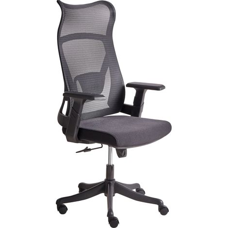 Sedia da ufficio moderna con base girevole e braccioli regolabili in altezza in rete Nero Bard (1/5)