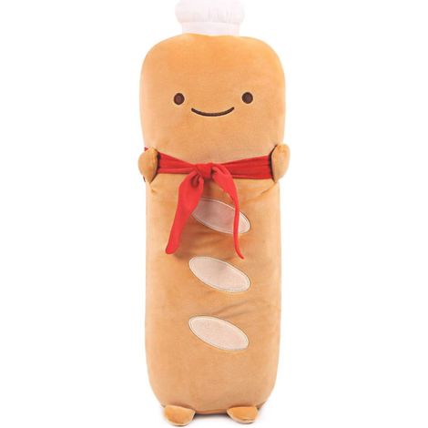 1 coussin en forme de tranche de pain grillé, peluche douce avec écharpe rouge, décoration intérieure, cadeau d'anniversaire enfant (1/5)