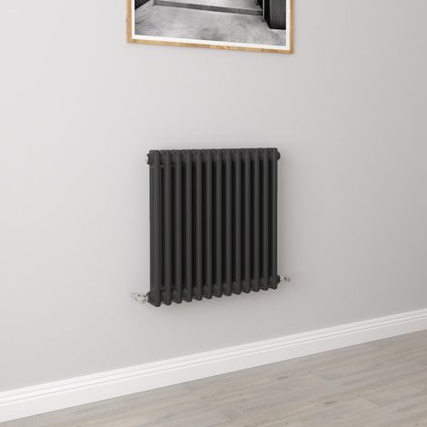 AICA 600x605mm 2 Column Horizontal Black Radiator Central Heating Cast Iron Style (1/5)