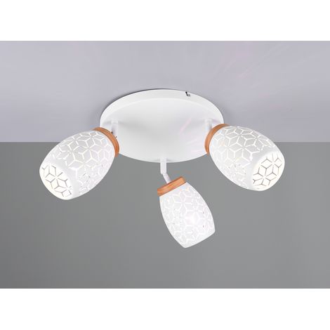 LED Deckenstrahler Weiß 3-flammig mit Stanzmuster, Ø58cm (1/4)