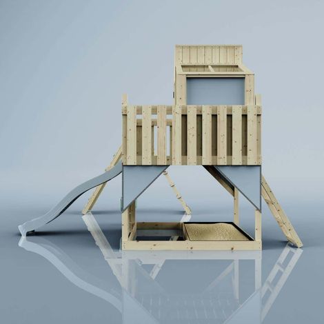 PolarPlay Spielturm Finn aus Holz in BlauBabyschaukel (1/4)