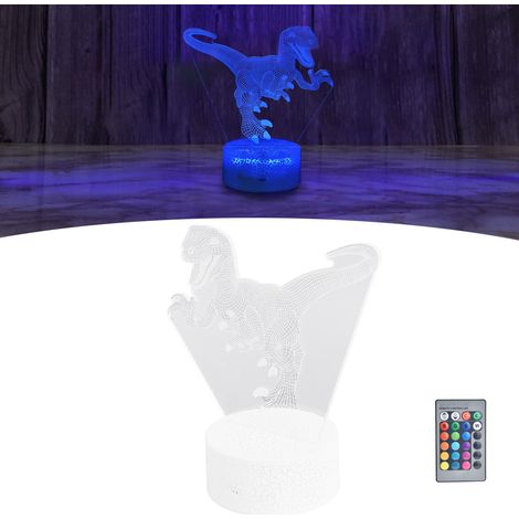 3D-Nachtlicht in Dinosaurierform mit Touch-Funktion, 4 Modi, 16 einstellbaren Helligkeitsfarben und Fernbedienung. Ideales Geschenk. (1/5)