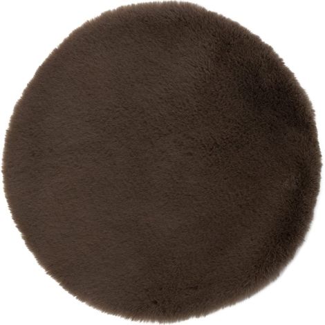Coussin de Chaise en Fausse Fourrure, Coussin d'assise, Fourrure synthétique, 100% Polyester, Ø 38 cm - Taupe (1/5)