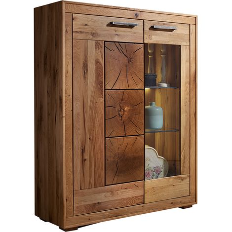 Highboard 103cm breit, Wildeiche massiv geölt, montiert, WINNIPEG-69 (1/5)
