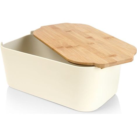 Panera color crema con tabla de bambú 33x18,5x12 cm