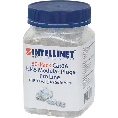 Intellinet 80 Pezzi di Connettori RJ45 Cat6A Modulari Pro Line UTP con Contatti a Tre Punti per Reti Ethernet ad Alte Prestazioni (1/3)