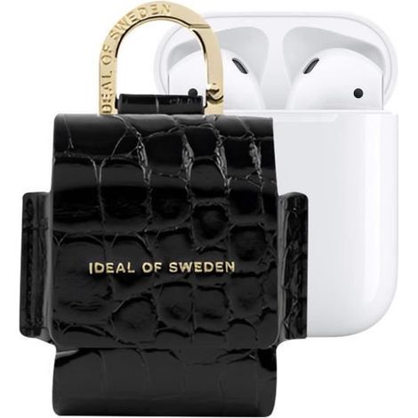 Mini Sac AirPods - Modèle Flo - Texturé Croco Noir - Avec Mousqueton - Idéal of Sweden (1/4)