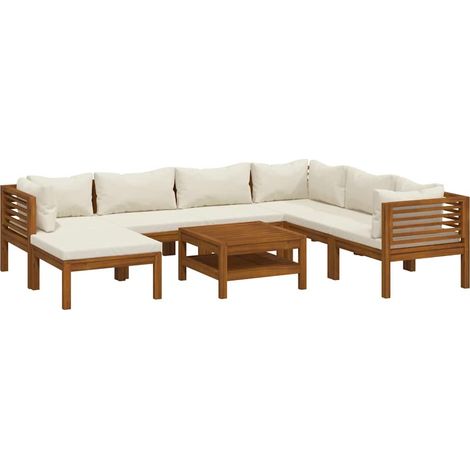 Maison Exclusive - 8-tlg. Garten-Lounge-Set mit Creme Kissen Mass (1/5)