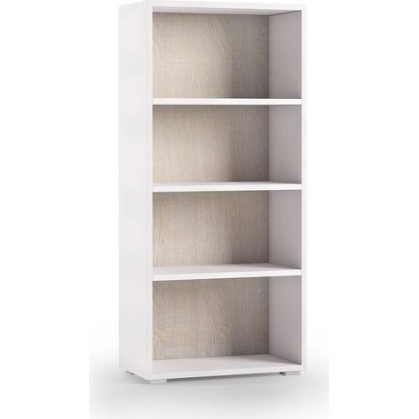 LIBRERIA BOOK 4 VANI 60X30XH120CM BIANCA/ROVERE. (1/2)