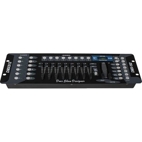Consola DMX, 192 canales, escenas programables, 192 controladores DMX, enchufe europeo. (1/2)