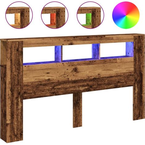 Tête de lit,Panneau décoratif à LED vieux bois 180x18,5x103,5cm bois d'ingénierie CFW5737419 (1/5)