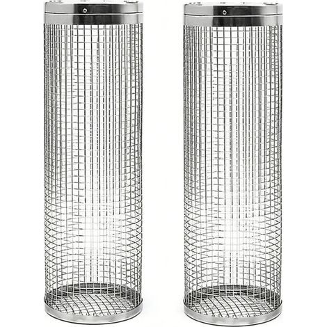 Lot de 2 paniers à griller rotatifs en acier inoxydable pour barbecue, accessoires pour griller légumes, viande et poisson en extérieur (1/5)