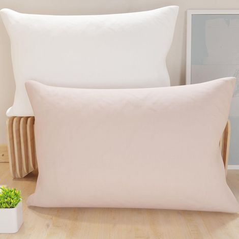 Lot de 2 Taies d'oreiller de Lit 70x50 cm, Housses de Coussin Unies Double Face Rose Poudré Blanc, Taie Oreiller 100% Microfibre Hypoallergénique
