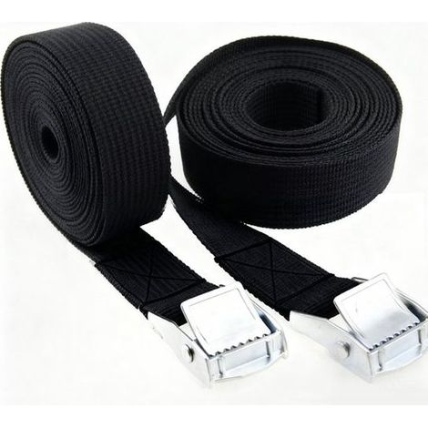 2 Sangles de Rarrimage Vert Olive 2,5 x 200 cm avec Crochets, Kit de Fixation pour Porte-Vélo et Moto (1/5)