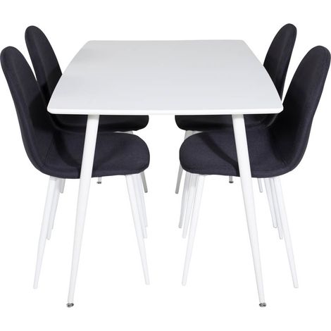 Polar120X80WHWH ensemble table, table blanc et 4 Polar chaises noir, blanc. (1/5)