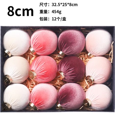 Décorations de Noël, coffret cadeau de 12 boules de Noël emballées dans du tissu (8 cm), ornements pour sapin de Noël de centre commercial