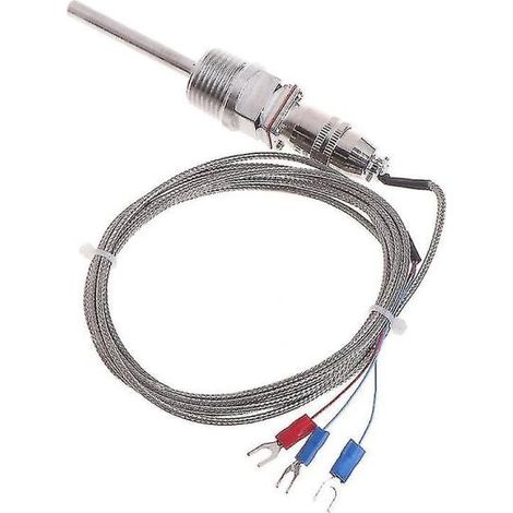Sonde de température RTD PT100, 5 cm, filetage NPT 1/2", connecteur amovible, câble 2 m, capteur 3 fils