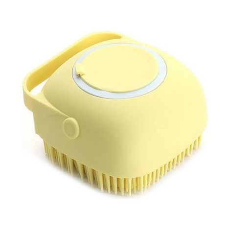 Brosse de bain en silicone souple pour animaux de compagnie, masseur, gel douche, outils de nettoyage, peigne, chien, chat- jaune