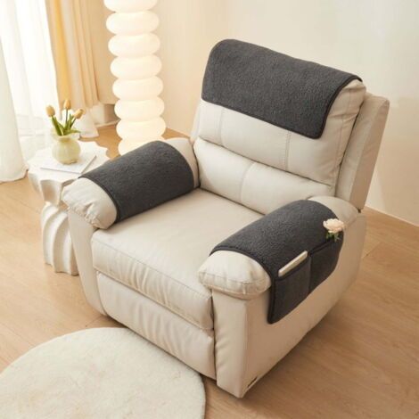 Housses d'accoudoirs de canapé, housses d'accoudoirs de fauteuil inclinable antidérapantes, avec sac de rangement, protections de meubles en peluche lavables, adaptées aux canapés et aux fauteuils, co (1/5)