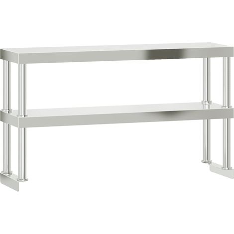 Étagère de table de travail à 2 niveaux 110x30x65 cm inox (1/5)