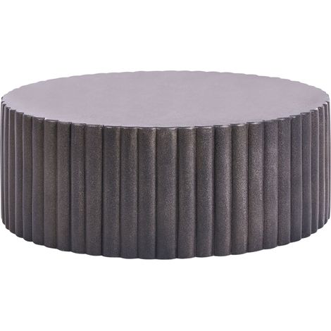 Table Basse d'Appoint en MgO Fibre de Verre Forme Ronde Résistante aux UV Rouille Eau et Vent Noire Pozza