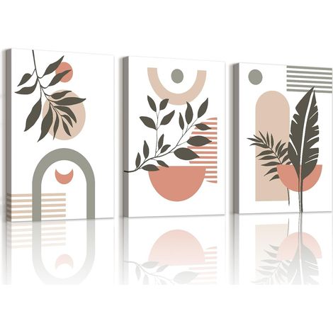 3 Pièces Boho Plantes Botaniques Tableau Decoration Murale Encadré (1/5)