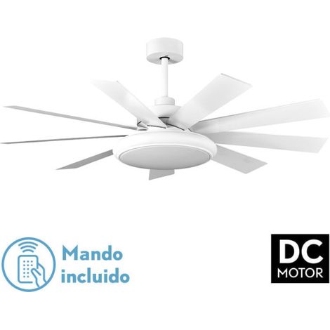 Ventilador Dc Pireo 36w Blanco 9 Aspas Blanca/haya 6 Vel 3000k, 4500k, 6000k 3800lm 132d C/remoto, Memoria Y Temporizador (1/4)