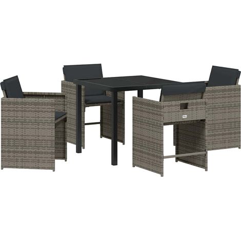 Conjunto de Comedor de Jardín 5 pcs Gris ratán sintético (1/5)